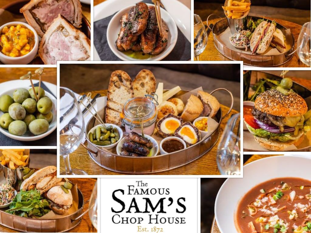 samschophouse's tweet photo. Are you going to be in town this week-end? Why not join Lowry for a cheeky pint? And if you are peckish, why not have one of our savoury sandwiches? Or just some bar snacks! #mncegg #mncplate #samschophouse #cheeseburger #porkpie #chips https://t.co/6gMwcxRxjx