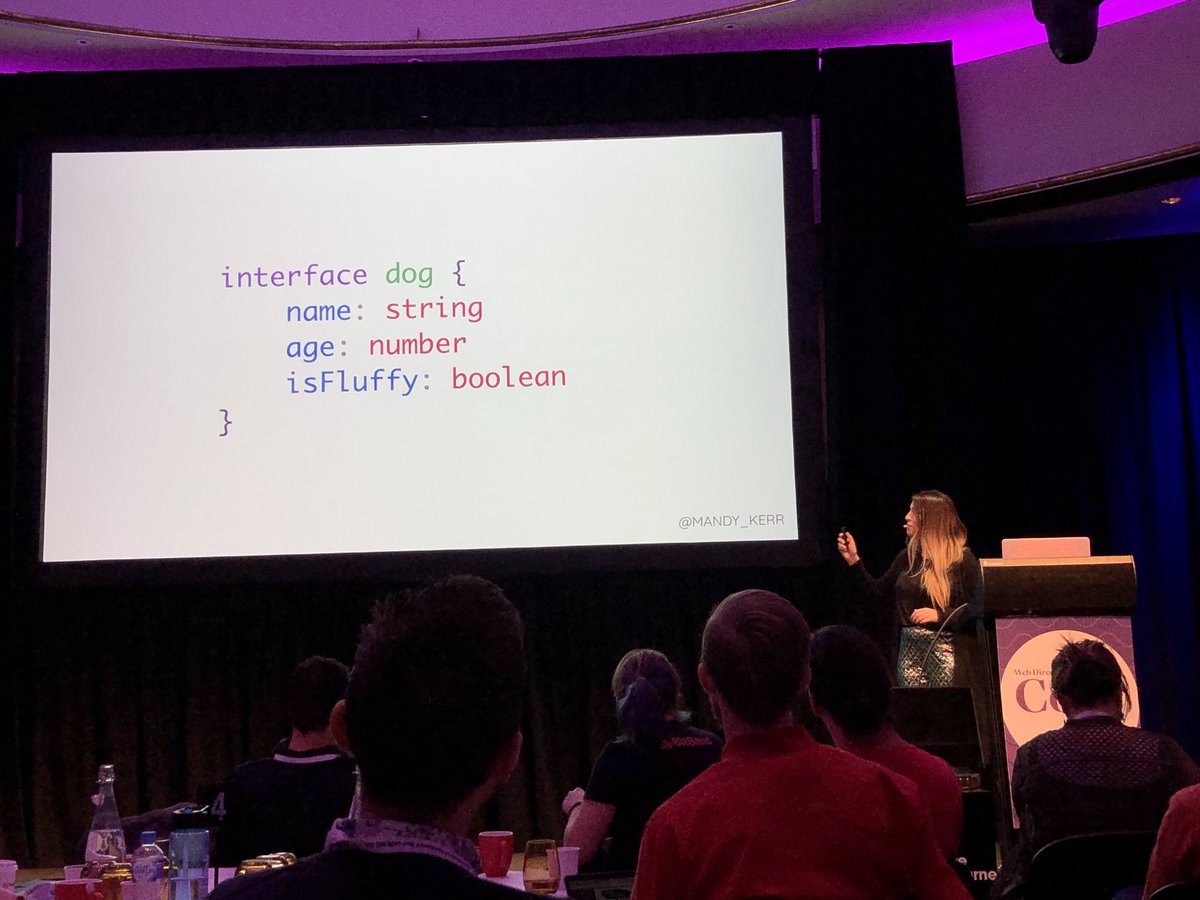 soyarsauce's tweet image. Loving the Typescript dog type 😍 @Mandy_Kerr #code18
