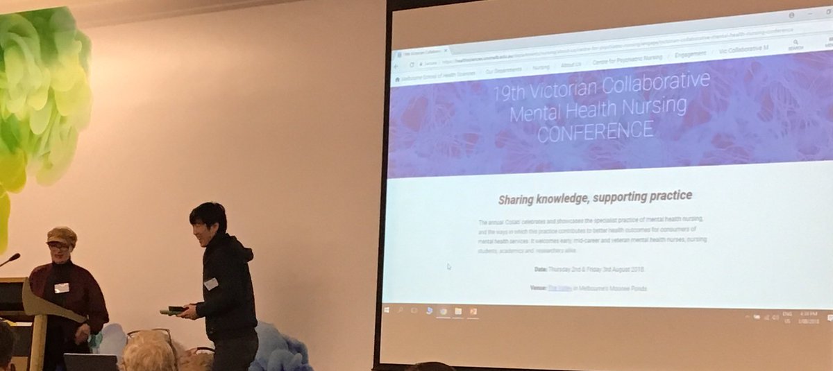 CMHLvic's tweet photo. First time presenter award recipient. Well done, Joseph and Sarath. #collab18 https://t.co/AptdHnRHvs