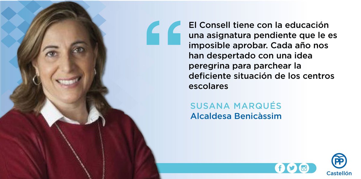 📰 'La vuelta al cole en verano' es el artículo de <a href="/SusanaMarquesPP/">Susana Marques</a> sobre la deficiente gestión de la educación por parte de #PSOE y #Compromís, a la que se suman las imposiciones y los chantajes de Marzà

elperiodicomediterraneo.com/noticias/opini…
