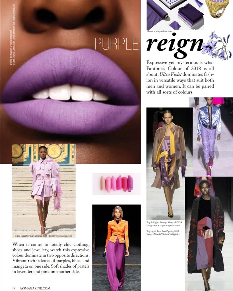 FasMagazine's tweet image. STYLING TIPS! How to wear purple. 
Today's fashion and beauty inspiration with #pantone's colour of the year! #ultraviolet.
For more styling tips check out @FASMagazine Issue 8 here goo.gl/MxYQqG