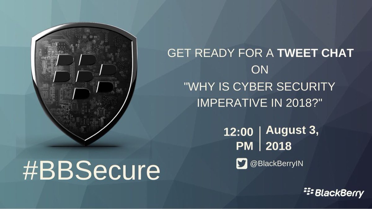 parallelmirrors's tweet image. Cybersecurity is imperative today. Join @BlackBerryIN on a Tweet Chat on the need for cybersecurity.

 #BBSecure @BlackBerryIN