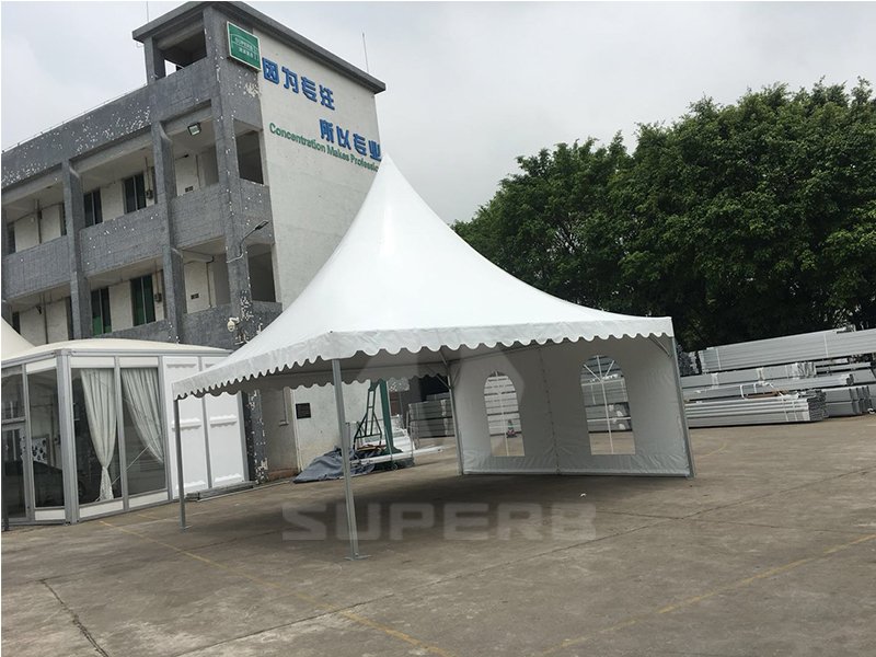 Trial installation of Pagoda tent.
Adjustable size 3m*3m; 4m*4m; 6m*6m; 8m*8m; 10m*10m