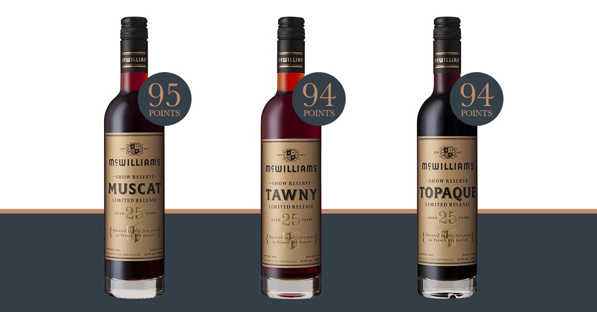 What a #sweet way to kick-start the #weekend! We're thrilled to announce that three of our Show Reserve #fortified #wines just received 94+ points in the @JamesHalliday Wine Companion!  Visit bit.ly/2O87jD8 to order yours today! #JamesHalliday #awards