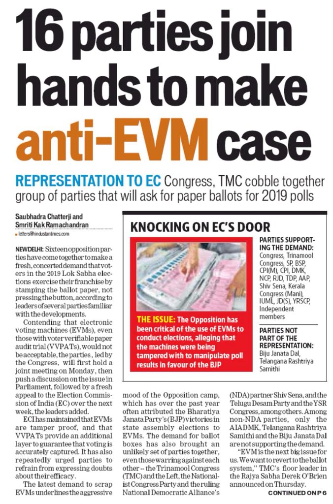 Saurabh_MLAgk's tweet photo. BJP Central Govt is slowly creating a situation when EVM will be forced upon us without compulsory paper slips VVPAT.
Long & consistent movement by opposition parties can save the Country from manipulation & deceit. https://t.co/yDxXeEscAh