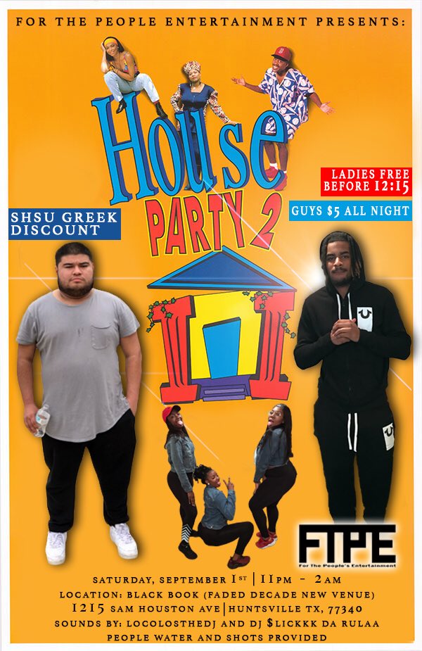 sauccelijuwon's tweet image. #FTPEHP2🏡
•Sept 1st‼️
•Ladies Free Till 12:15
•$5 All Night
•SHSU Greeks Free
•2 Coolers Of Hydroplane🥤
•Shots for Shots
•2 Best Upcoming DJs @ SHSU in one building 
•The OFFICIAL LAST PLAY of 2 weeks worth of #SHSUWelcomeWeek

Yuhhh It’s a Must Go To Scene 😎💯
#SHSU