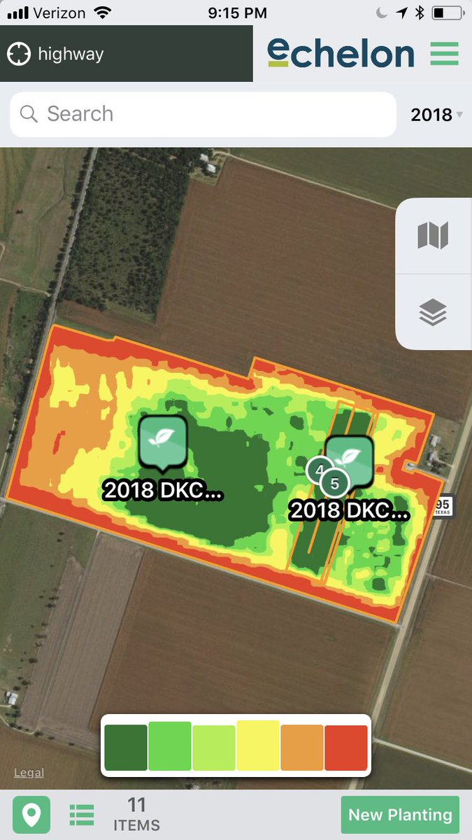 Echelon is for the true AG professional! This Corn plot outside Taylor TX was looking great with our Satellite image this season! The Harvest data just came in and we are going to have some “Powerful Data” for yield analysis!!! #nutrienagsolutions #precisionag #NDVI