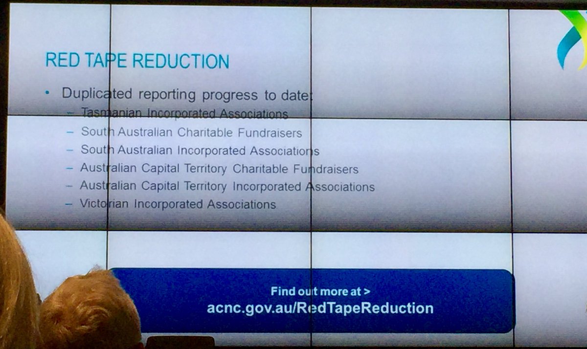 nfp_law's tweet photo. Love this slide - shows progress to โone stopโ shop reporting and cooperation between States ACT and @ACNC_gov_au #RegulatorDay - perhaps we will be able to add slide next year to show state-territory-federal cooperation to #fixfundraising https://t.co/itLcJZG4FQ