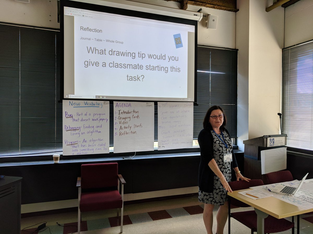 sandramtheobald's tweet photo. DAY# 4: Getting ready to implement CSDiscoveries in the fall with #code.org Another day of great learning and collaboration ! #CSforMA #MIEExpert @CDSBEO #teachcode @learningcode https://t.co/y3Jaj1mo4p
