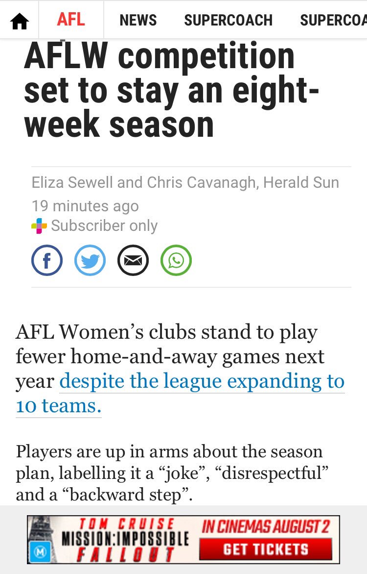 SamJaneLane's tweet photo. First murmurings of this, now reports. 

If the third AFLW season is contracted when the AFLW’s membership is expanding it will be nothing short of an outrage. 

#afl #aflw @heraldsun https://t.co/OM6RnEQz1C