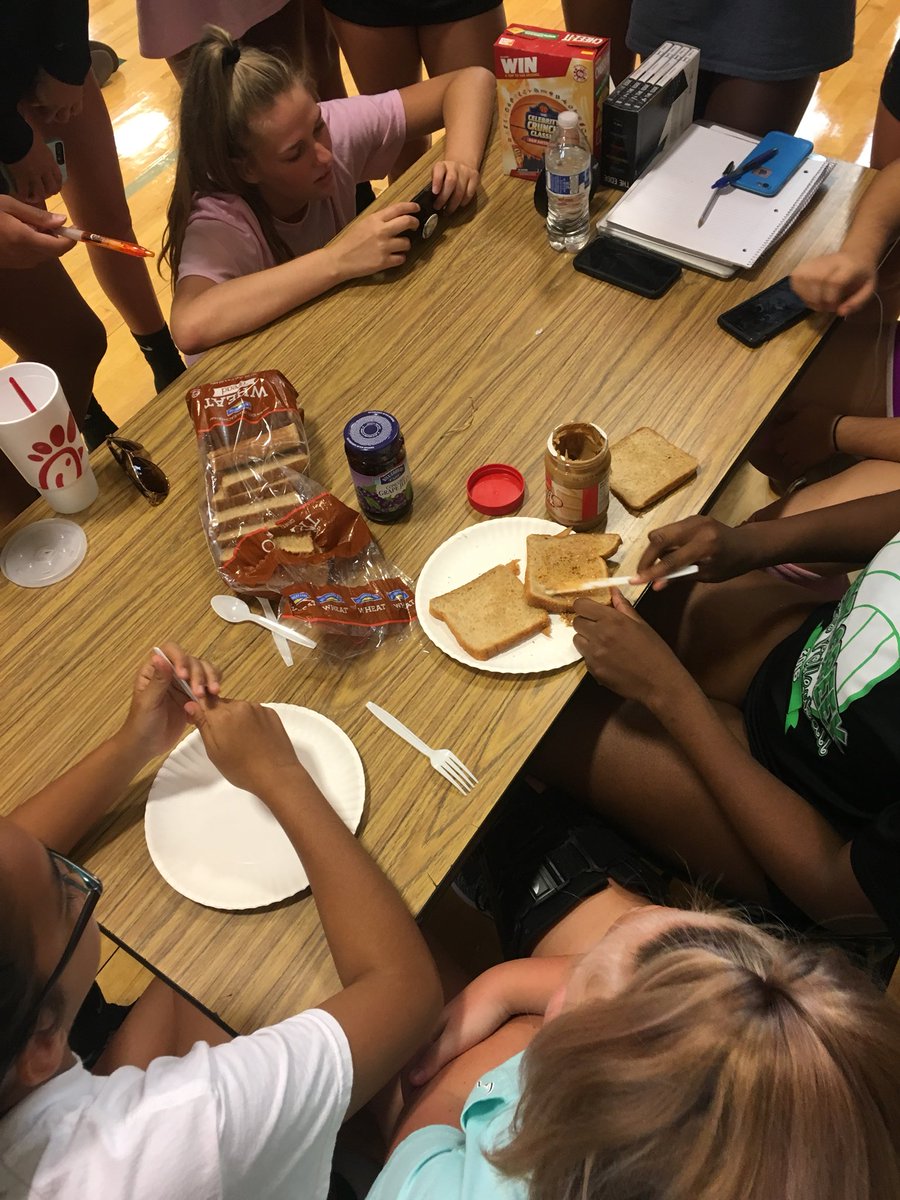 CoachHutch12's tweet photo. @MCHSVB got to spend some team bonding time today learning quality communication skills! They taught our βalienβ how to make a pb&j βsandwichβ. π #changingOURgame #bettereveryday #mcvb18 https://t.co/eblBwvEPu9