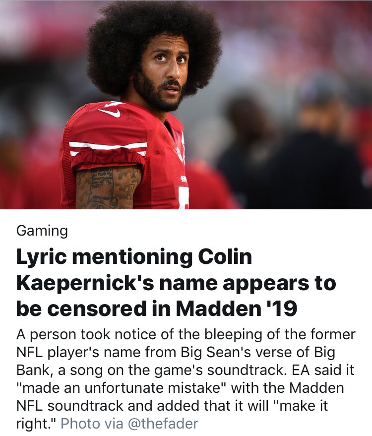 YungDOLLAS's tweet photo. @BigSean @NFL @EA @Kaepernick7 “Mistake” or edit  🤔 https://t.co/JmzRi3aTrp