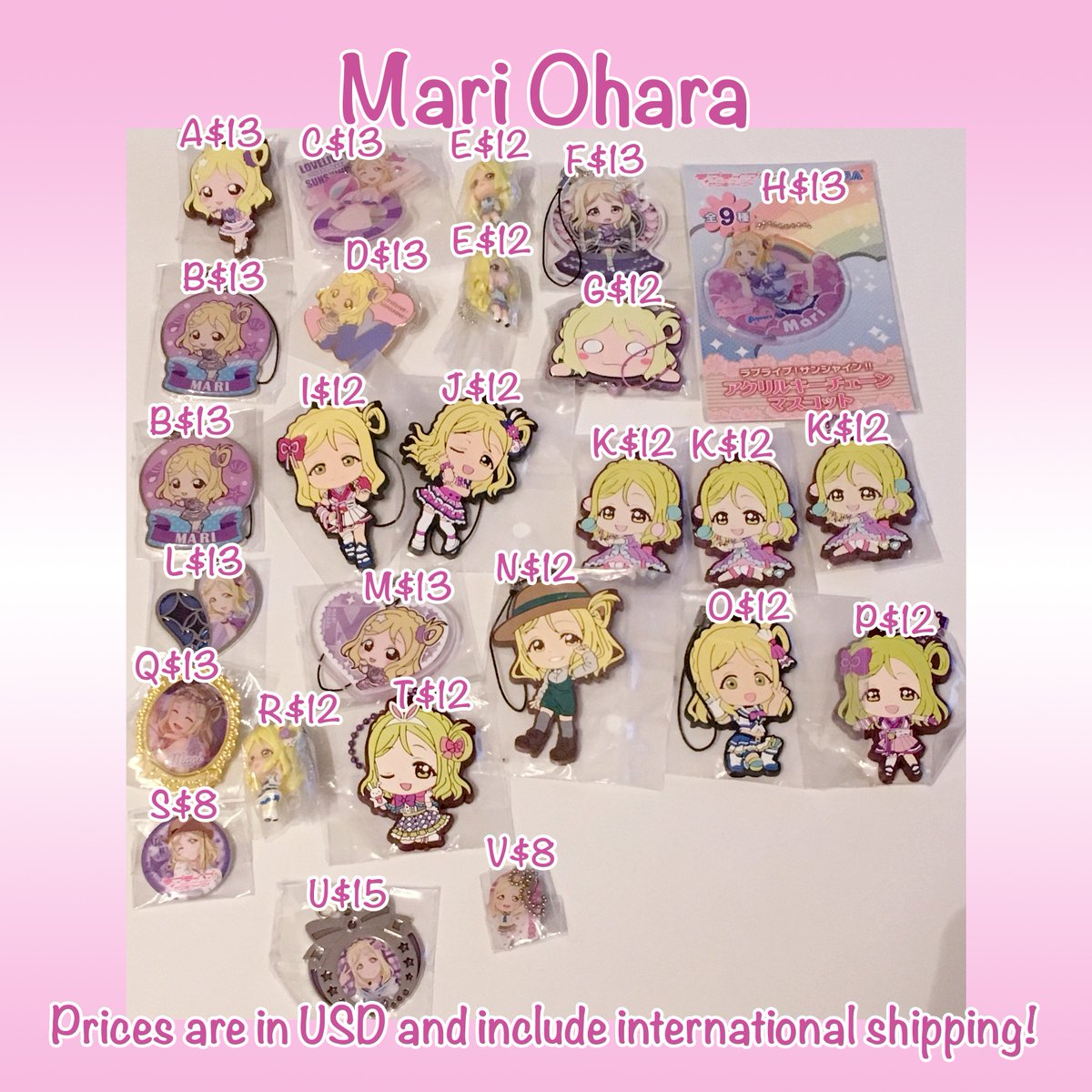 anipanpan's tweet photo. Current Love Live's Mari Ohara merch available! Let me know if there's anything you're interested in!
*Prices are in USD and already include worldwide shipping!* https://t.co/WN15nQwUtt