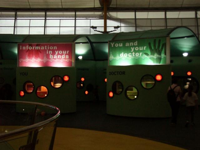 Around the Body Zone were various installations, such as anatomical models encased in perspex blocks, and interactive kiosks. Like the rest of the dome, the sponsor& #39;s influence was in full sway here, to the ire of some guests.
