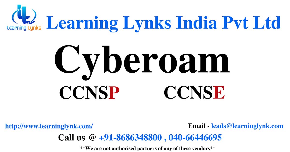 LearningLynk's tweet image. Cyberoam CCNSP CCNSE Training's at LearningLynks India Pvt Ltd for more details goo.gl/aM9NcD or call us at +91 8686348800 or 040 66446695
** We are not authorised partners of any of these vendors**