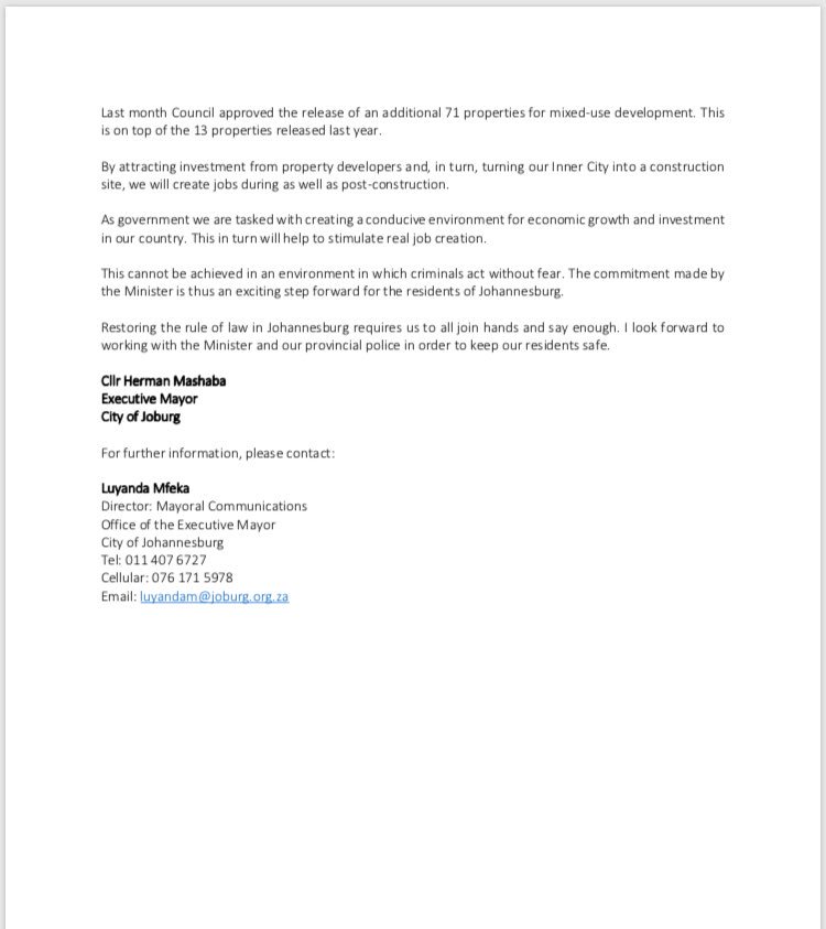 NonnysZA's tweet photo. 📣BREAKING NEWS: Johannesburg under the leadership of Executive Mayor @HermanMashaba leads...#BuyaMthetho #TotalChange
National and Provincial Government embrace Buya Mthetho 🚔👮🏾♂️👮🏾♂️🤝 https://t.co/QSZ4ym2xCN