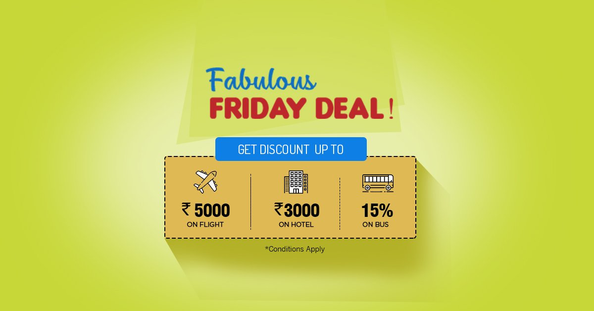 EaseMyTrip's tweet photo. Limited Period Offer, Grab Now.
Pay through HDFC Credit/Debit Card and Grab Discount on Travel.
#FabulousFriday #HDFCOffer #EaseMyTrip
Book Now: https://t.co/LvFRoxeYpK
Booking Period: 3rd August 2018 https://t.co/vqN1qfbafZ