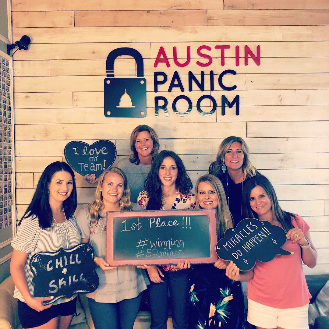 LT_teach's tweet photo. Team building fun with staff    @AustinPanicRoom @SHEsailors @ltisdschools  #Firstplace #weescaped #52min https://t.co/bvxhl7aQeX
