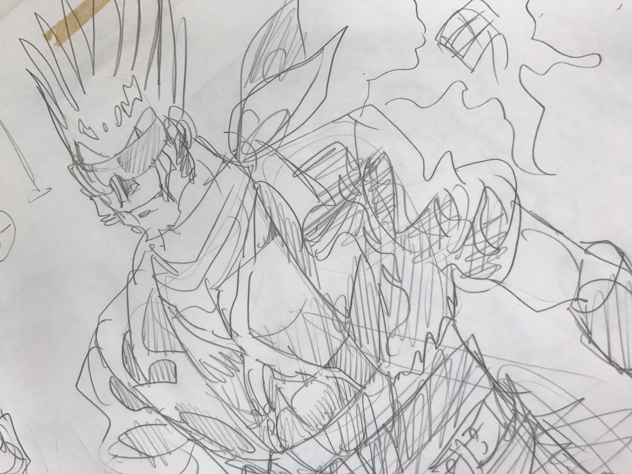 漫画家島本和彦 A Twitter そういえば前に 昨年の11月ごろ Twitter でリクエストされたか何かでこんな写真撮ったんだけど 出すタイミングが見つけられずそのままになっていたもの これは当時のスケッチブックからの設定ラフ絵ですね 粗いね