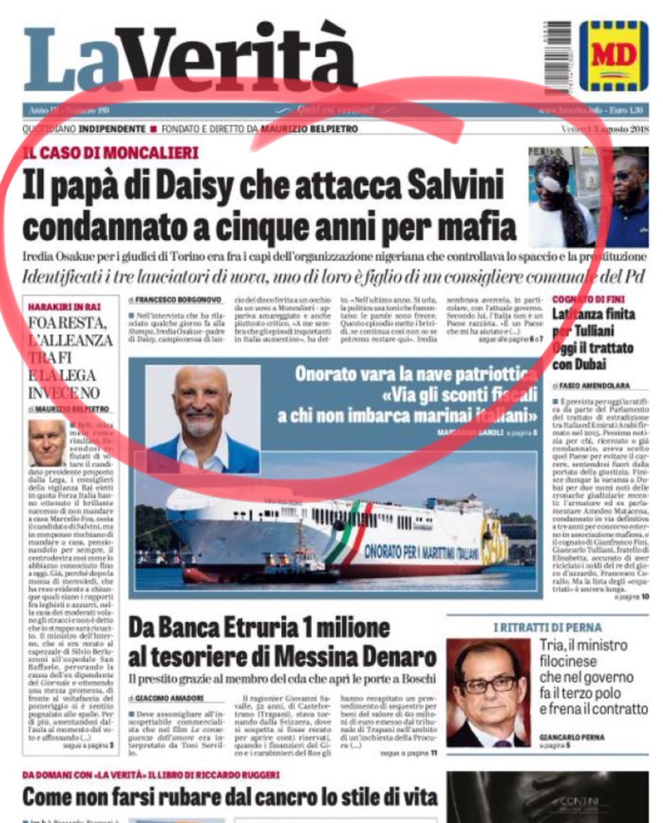 elianto63's tweet photo. Dedicata a @repubblica e a tutti i loro #tromboni #spompati che in questi giorni mi hanno scassato la #minchia tutti i giorni, più volte al giorno, con il caso #daisy #Osakue #DaisyOsakue #razzismo. #PrimaPagina #3agosto https://t.co/2sCdwXfT6h