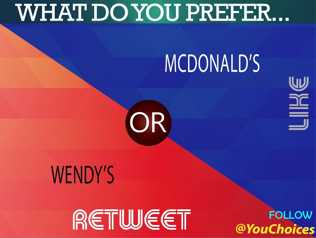 YouChoices's tweet photo. Wendy's or McDonald's? https://t.co/dXNs6Rfb4q