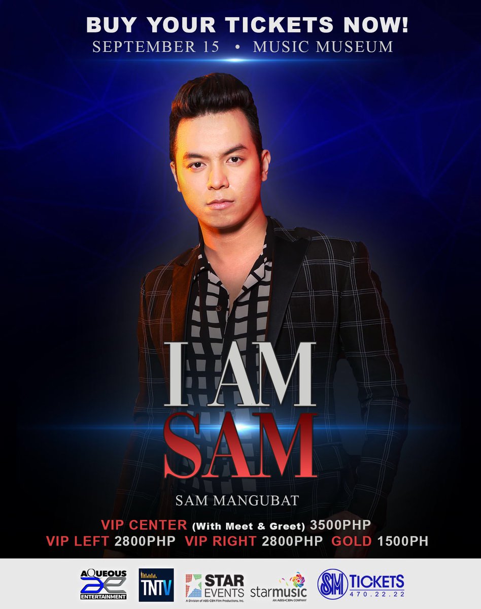 SuperCzyan's tweet photo. Get ready for a night full of music &amp; passion! Bubusugin kayo ni @sammangubat sa kanyang musika. He's very talented &amp; versatile. It's time to show them why he's one of the rising stars of this generation!
Visit https://t.co/7dY79UyLF0 to get your tickets. See you!

#IAmSamConcert https://t.co/cYREzZlGh9