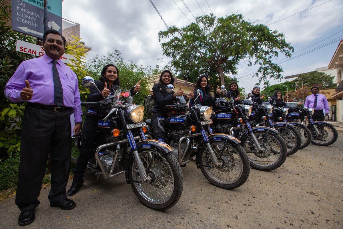 FederalBankLtd's tweet photo. The 2nd day of the #FederalAngels Motorcycle Expedition was a special one, as our riders met with some truly inspiring women trailblazers in the city of Coimbatore.
Our Angels also dropped by the Federal Skill Academy. They head to Salem today! https://t.co/PHlIFujOd4