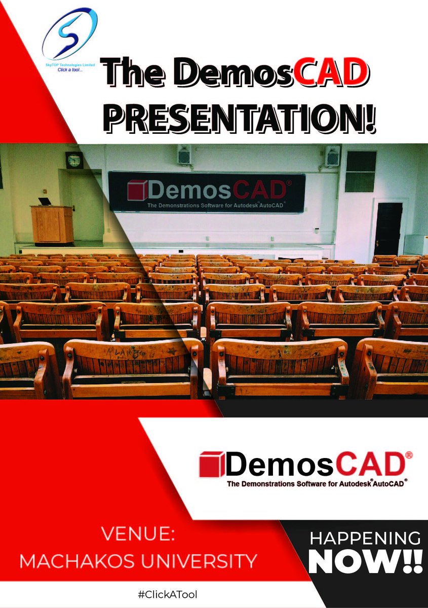 SkyTOPOfficial's tweet photo. Good morning! Today the SkyTOP team is at Machakos University for a presentation on The @DemosCAD. Follow us for all the updates on the presentation. #ClickATool https://t.co/SCaDH2V3Ij