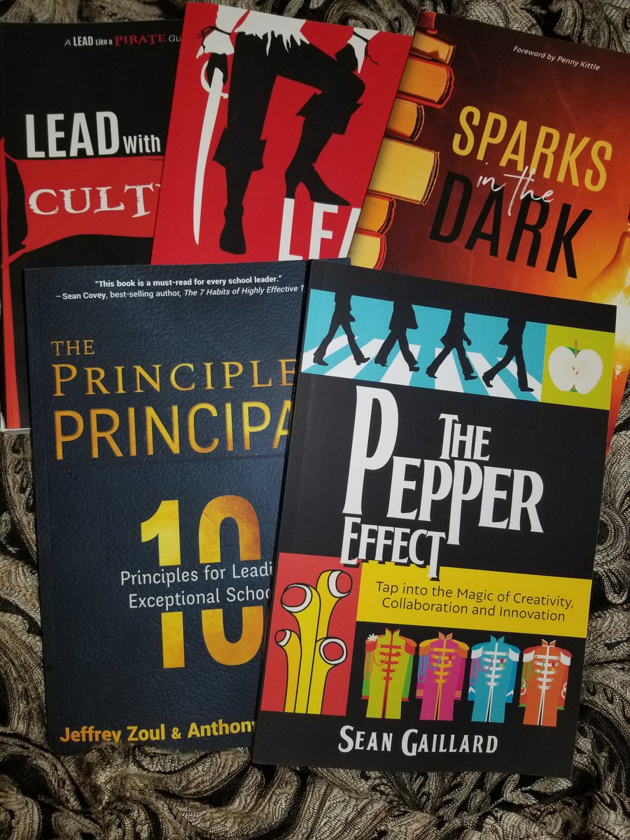 Tons of inspiration from #LLAP, #LeadWithCulture & #SparksInTheDark.  Can't wait to see what I can learn and apply from #ThePepperEffect & #ThePrincipledPrincipal. Keep learning!