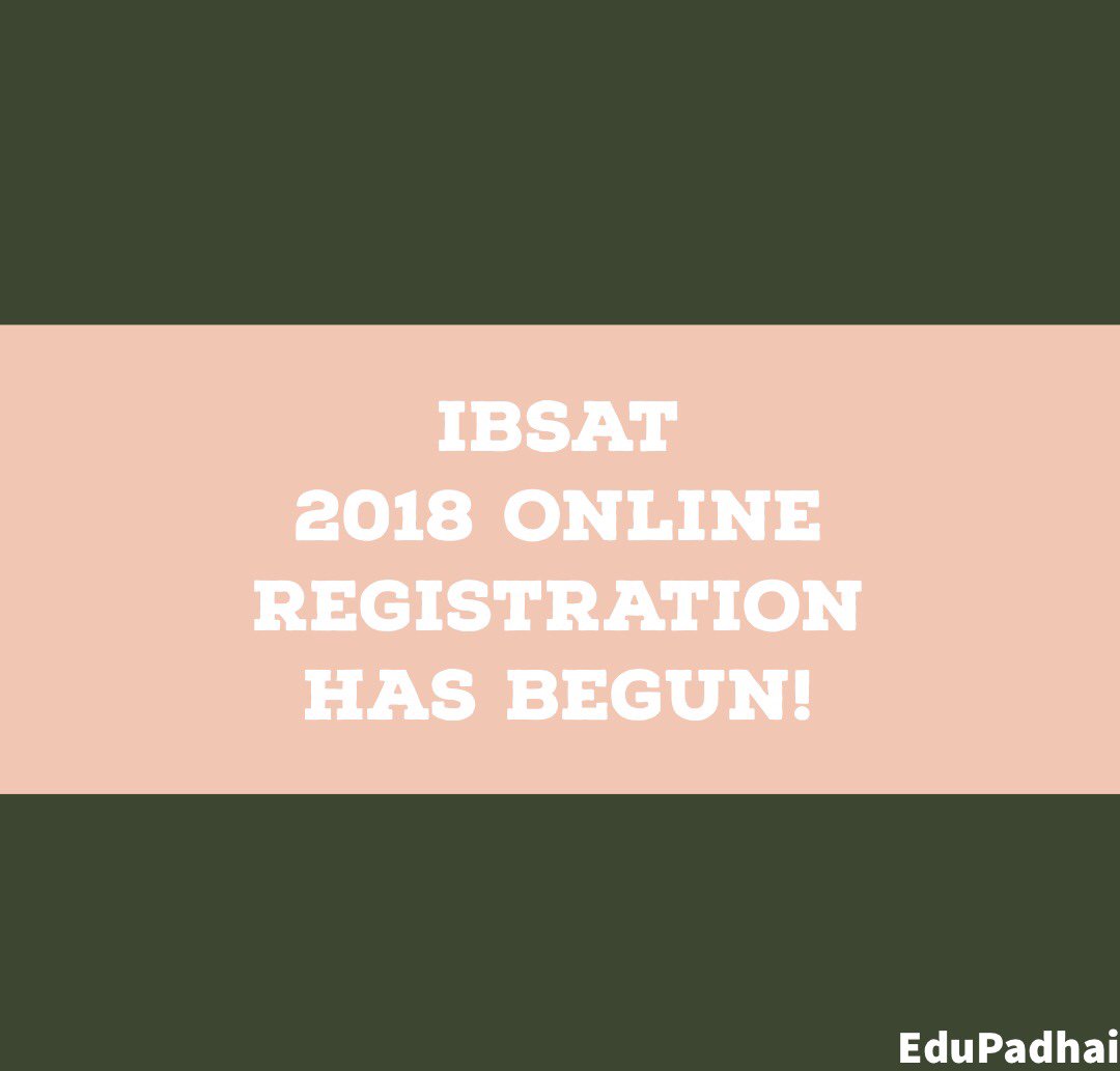 EduPadhai's tweet photo. IBSAT 2018 Online Registration has begun! Check details here - https://t.co/u3tQE74OSR
#IBSAT2018 #IBSAT https://t.co/nvoaPPQ6R6
