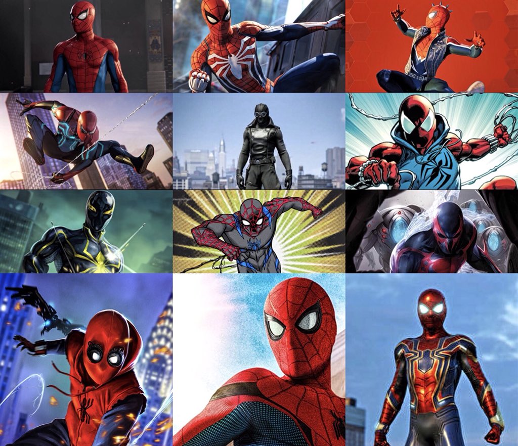 テンヨウm スパイダーマンps4で登場するスーツは合計50種以上 画像内のスーツは現時点で制作チームが発表した物 これでもまだ12種 T Co Bvve2rxipk Twitter