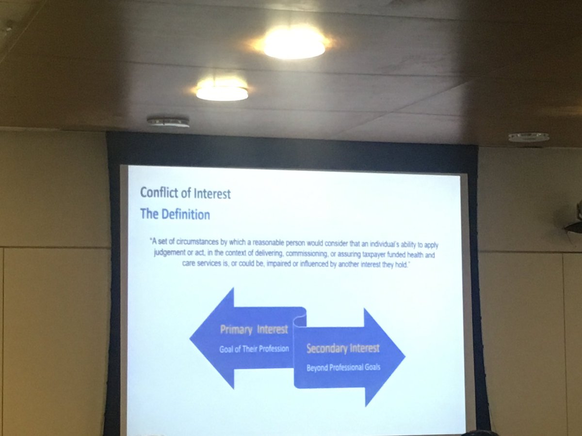 Great discussion <a href="/nairajesh/">Rajesh Nair</a> re: Conflict of interests in healthcare. #nonedeclared.