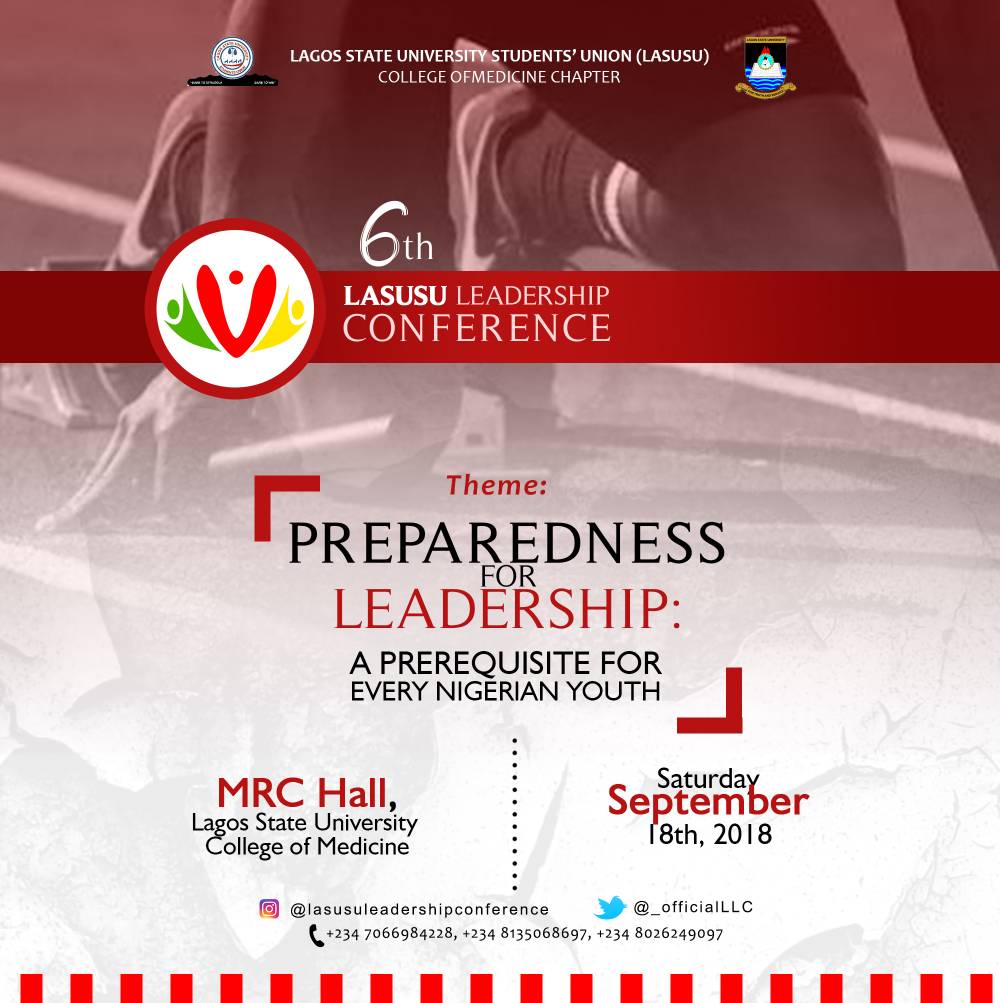 OThemoments's tweet photo. Save the date for LASUSU LEADERSHIP CONFERENCE #LLC2018
@_balogunidowu_ @official_shuayb @_Omo_Ola @Mutmainah_F @TaiwoAgbomeji @nerdy_inny https://t.co/DGHpudPSdM
