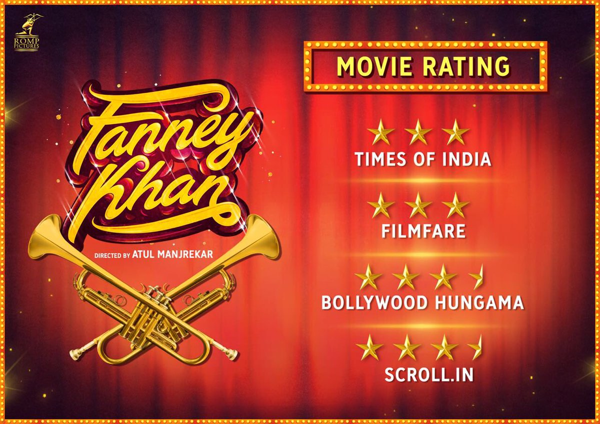 Love pouring in for #FanneyKhan Book your tickets now- bookmy.show/FanneyKhanMovie @RakeyshOmMehra 
<a href="/AnilKapoor/">Anil Kapoor</a> #AishwaryaRaiBachchan <a href="/RajkummarRao/">Rajkummar Rao</a> <a href="/divyadutta25/">Divya Dutta</a> <a href="/PihuSand/">Pihu Sand</a> <a href="/TSeries/">T-Series</a>  <a href="/AtulManjrekar/">atul manjrekar</a> <a href="/fanneykhanfilm/">Fanney Khan</a>
