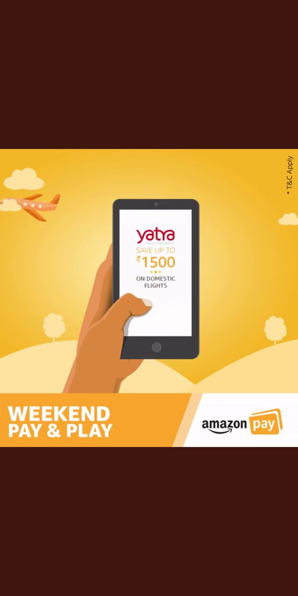 SanghviBharati's tweet photo. @amazonIN @YatraOfficial 1500/- RS off on booking of domestic flight #WeekendPayAndPlay @amazonIN join @jayshreemehta83 @SanghviRuchika @ManthanSanghvi4 https://t.co/PJ6HjgqS9Z