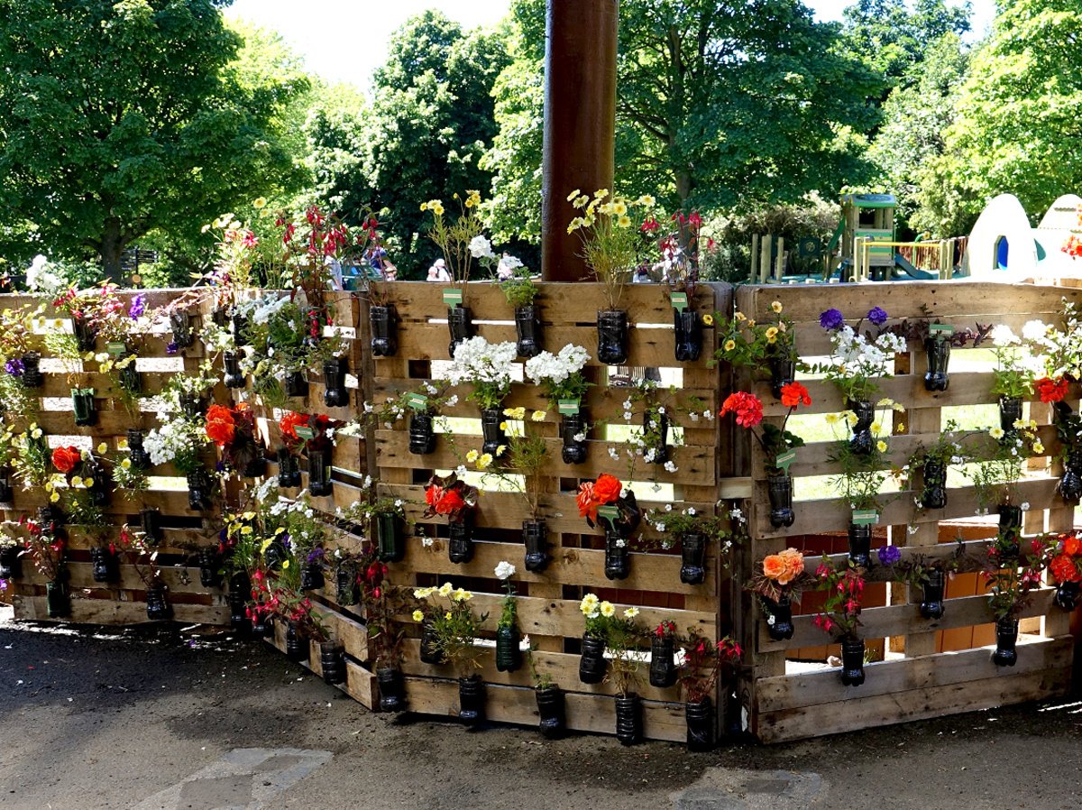 rzss's tweet photo. The @EdinburghZoo #GreenTeam have been busy creating these beautiful pallet gardens from recycled plastic bottles! These are so easy to make at home. Why not see how you could reduce and recycle during your next Zoo visit? https://t.co/q799caQjUo #GreenPawPrints #PawsVsPlastic https://t.co/SneKrIyPwJ
