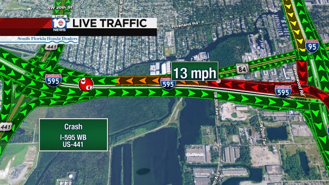 Crash has 3 lanes blocked on I-595 WB approaching US-441 #traffic https://t.co/hphO2cGk6z