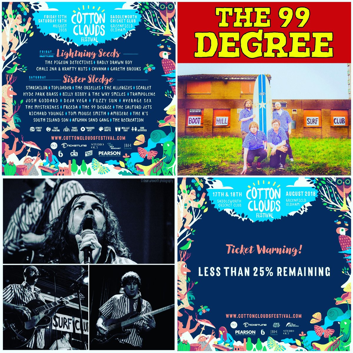The99Degree's tweet photo. Come up into the Cotton Clouds and watch us plumb the depths of our own black surf hell; along with some other primo acts. Like: @averagesexband, @AfghanSandGang, @dejavegaband aaaaand.... loads. Get a ticket, quick. ☠️🏄‍♂️☠️🏄‍♀️💥

@CottonCFest #cottonclouds https://t.co/SgLH8cMOym
