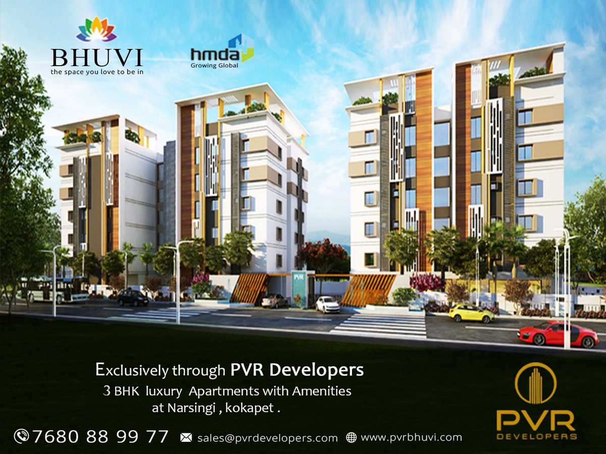 pvr_developers's tweet image. #PVRDevelopers #PVRBhuvi #Apartments #Hyderabad
#Kokapet #Telangana #Luxury #Peace #Family #Happy #Schools #Colleges #Entertainment #Calm #Investment #lifestyles #elegant #premium #PlayGround

For More Details Contact Us:-
Ph No:- 7680889977.
Web Site :- pvrbhuvi.com
