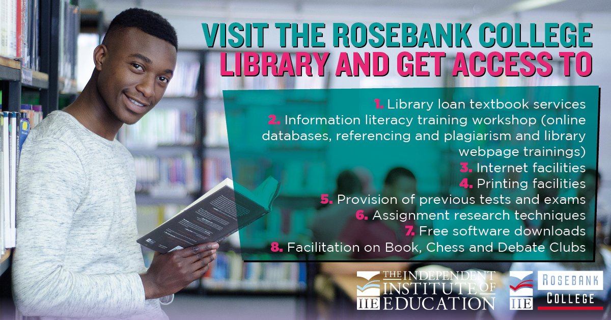 Rosebank_Int's tweet photo. Have you been to the library today? No?
Visit the library on campus to learn more about all the services offered.
#LibraryLife #StudentLife #LifeOnCampus #RCLibrary https://t.co/zIY3xajpdv