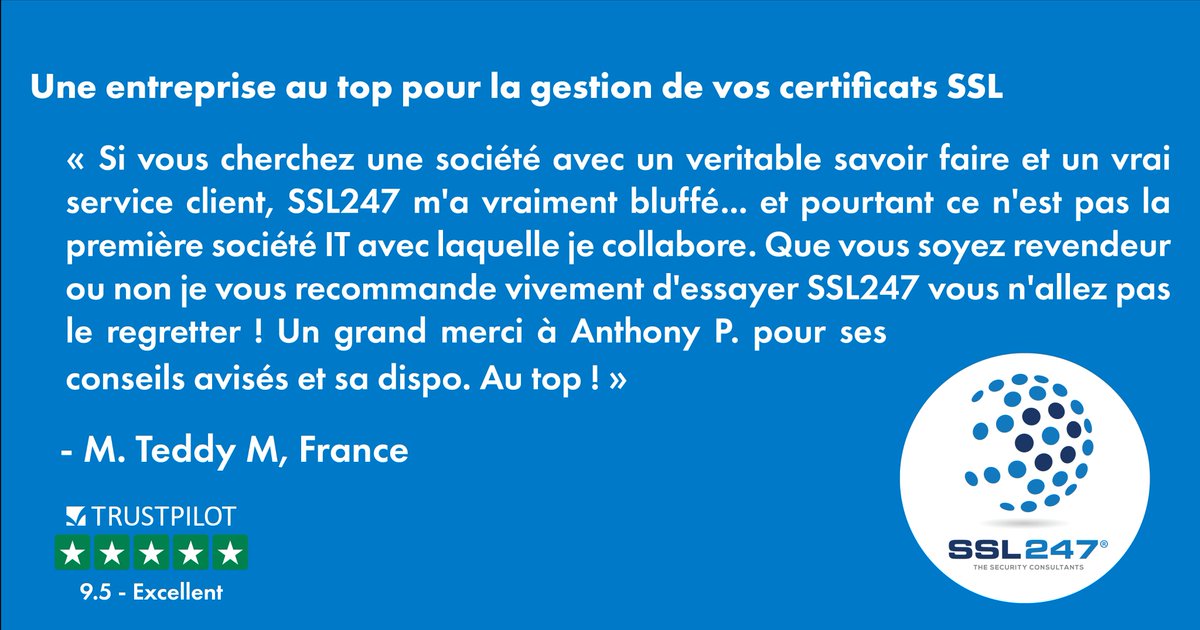 SSL247_FR's tweet image. Accompagner de bout en bout nos clients est notre priorité, merci pour votre retour et votre confiance Teddy !