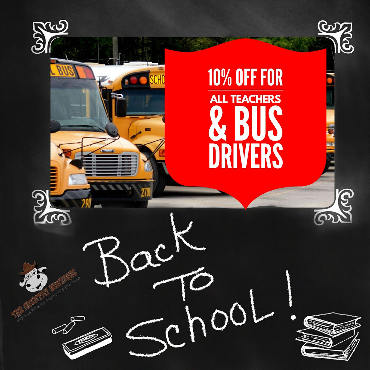 TCBOkee18's tweet photo. Hey #teachers &amp; #schoolbusdrivers get 10% off your order in the month of August! Enter BCK2SCHL during checkout. #etsy #thecountryboutique #etsyfinds #etsygifts #etsysale #etsycoupon #shopsmall #thecountrylife https://t.co/gZJCd125WU https://t.co/DdQ9glaj5O