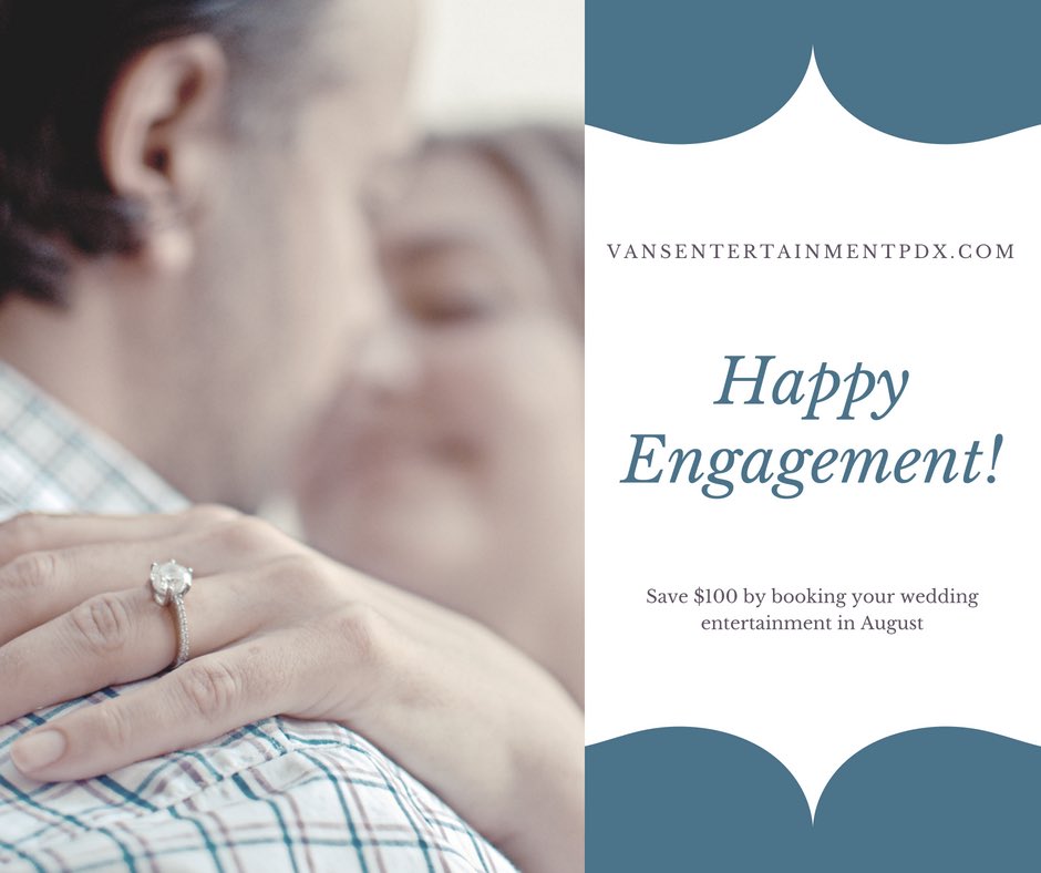 Congrats on getting #engaged! Let’s talk about your wedding entertainment. You can save $100 by booking us in August.
#wedding #weddingdj #portland #pdx #weddingdeals