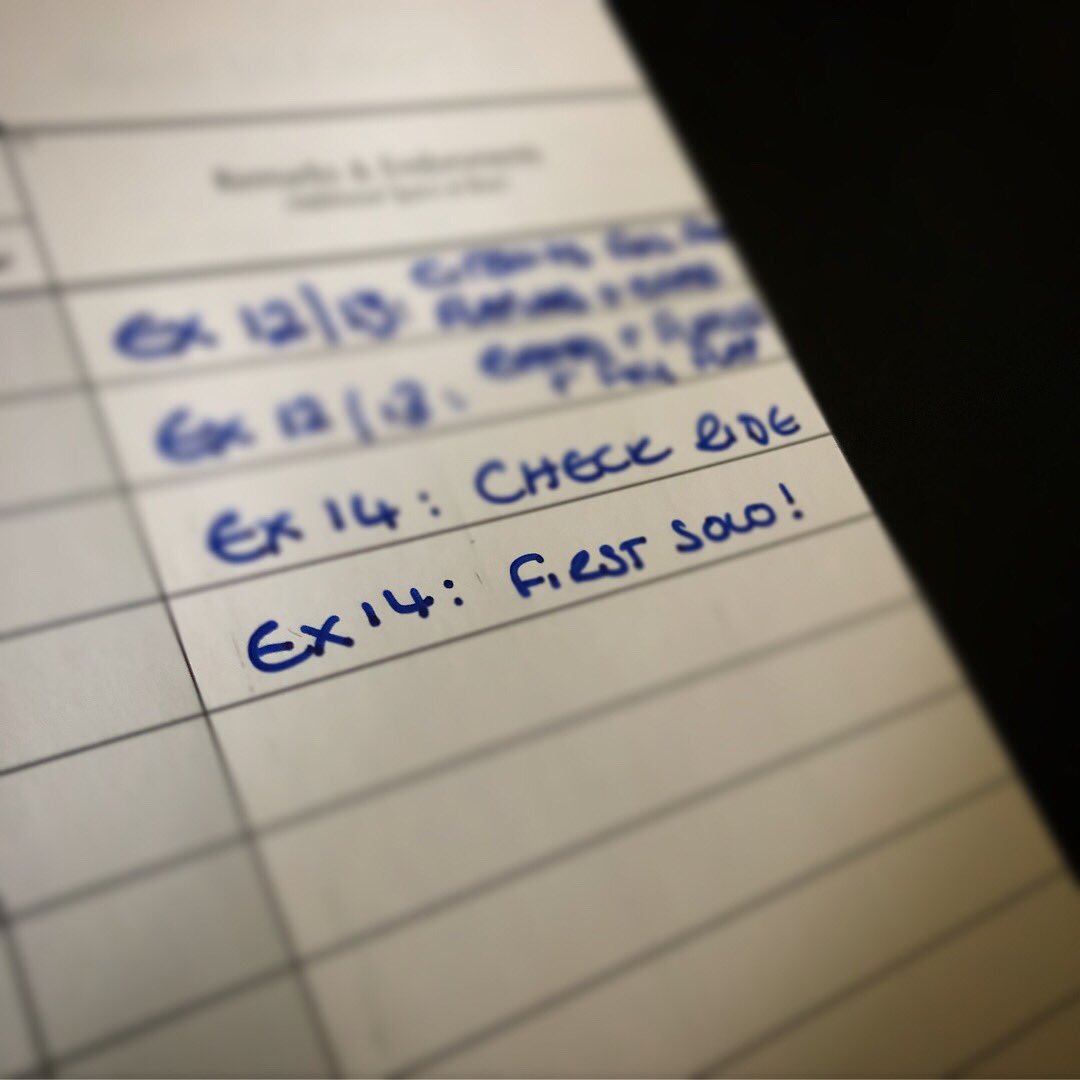 FIRST SOLO IN MY LOGBOOK! After 11.8 hours flying around Wycombe Airpark I finally did it! What a great feeling - I remember thinking: holy crap, I’m in a plane, in the air, on my own! What a rush :) #avgeek #studentpilot #Bookeraviation