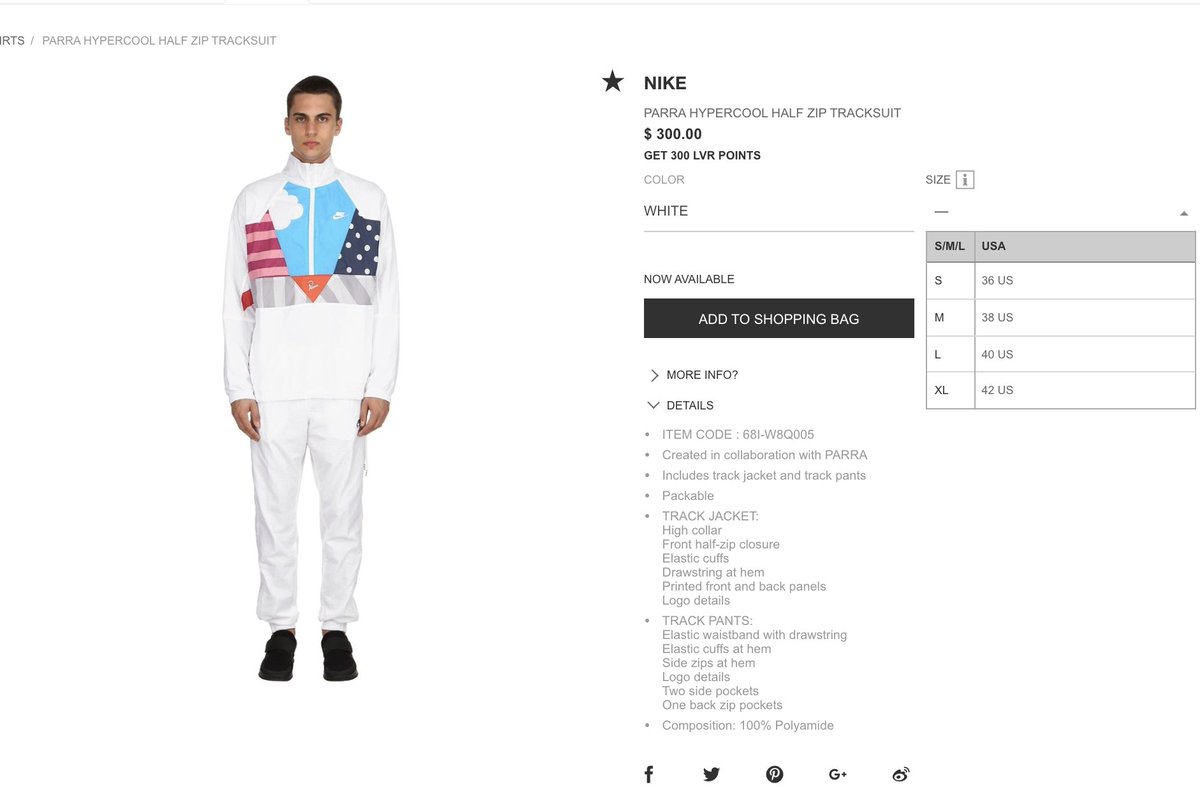 nike x parra half zip tracksuit