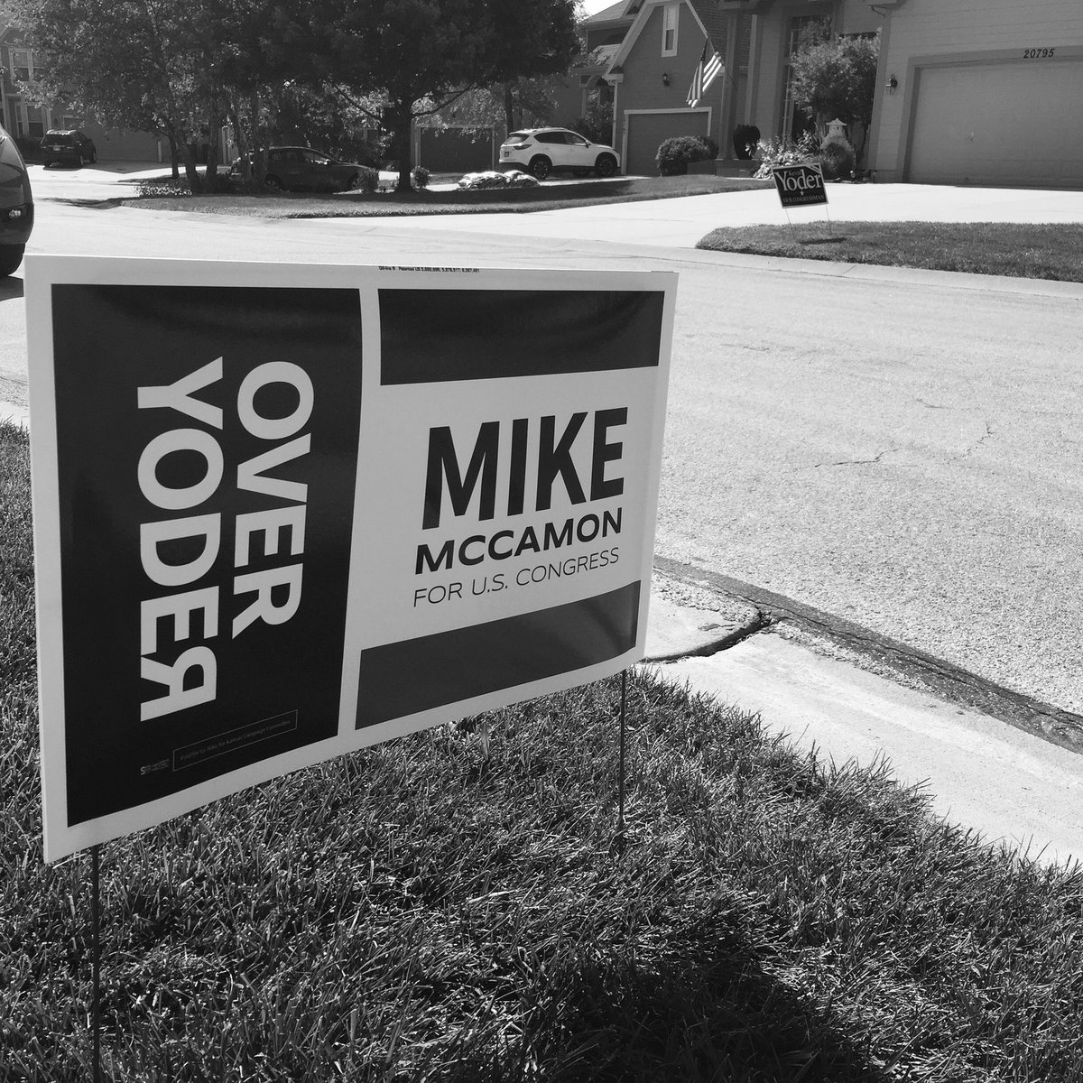 Public Service Work this morning. A reasonable Olathe resident panically called to tell us there was a Yoder sign across the street and wondered if we could help. Yes we can! #AroundTheThird #KS03 (we might have slightly embellished some of this story haha)