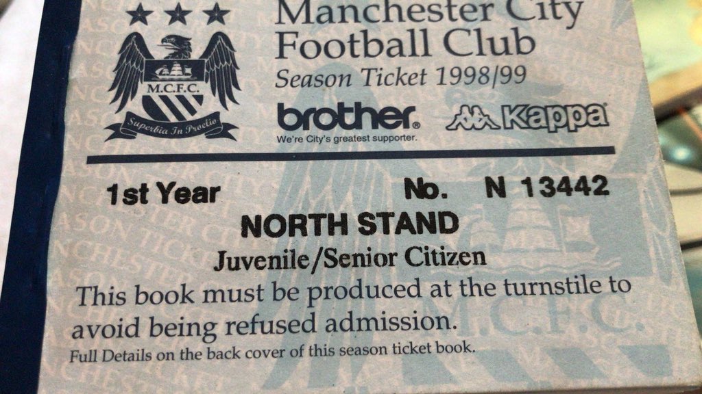 KimKeighron's tweet photo. What a blast from the past! Mum just sent me a pic of my first ever season ticket with @ManCity which she found hidden away at home.... the memories came flooding back! #OriginalBlue #OnceABlueAlwaysABlue #MCFC https://t.co/MSGemiyXrR