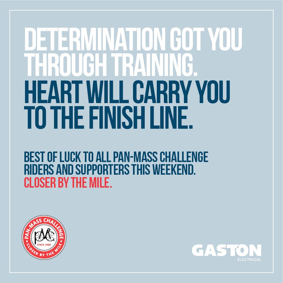 GastonElec's tweet photo. Determination got you through training. Heart will carry you to the finish line. Best of luck to all @PanMass riders &amp; supporters this weekend.
#CloserByTheMile #PanMass2018 #BeatCancer #RideOn @wbz @NewBalanceUSA @RedSoxFund @DanaFarber https://t.co/Xe2kuICyU9
