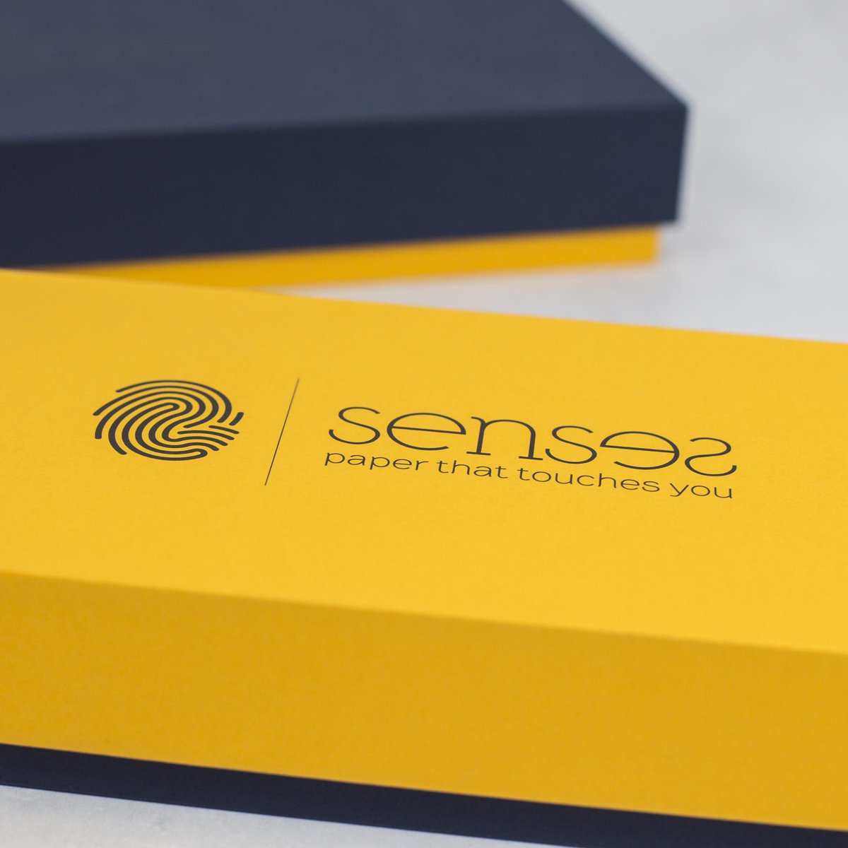 SensesPaper's tweet image. Senses Sublime Sunset combined with Senses Dartmouth Blue.  @showcasetweets #MadeWithSenses #luxurypackaging #creativepaper #colouredpaper @Wigstonpaper