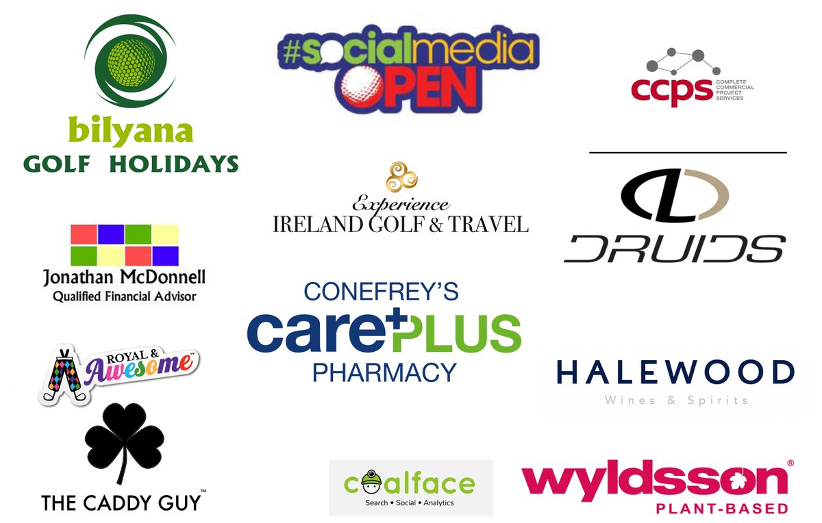 SMOpen's tweet photo. #FF #SMOpen2018 Tournament Partners @ConefreyPharmac @DRUIDSGOLF @EIGTravel  @RoyalAwesome @JMcDQFA  @caddyguyireland @GolfBilyana @wyldsson Coalface Digital, CCPS and Halewood Wines &amp; Spirits! https://t.co/gWhU5uwTGy